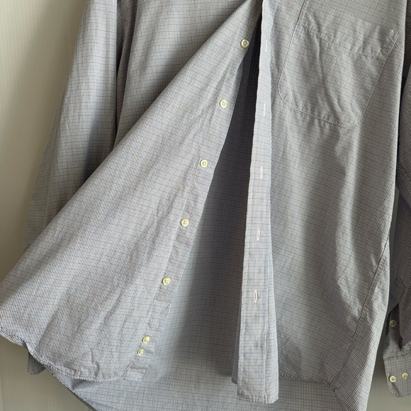 Hart Schaffner Marx Light blue and tan Casual Button Down Shirt size 16 1/2 - 35 - Picture 4 of 7